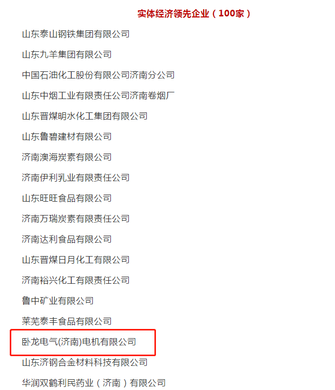 臥龍電驅(qū)濟(jì)南工廠榮獲濟(jì)南市實(shí)體經(jīng)濟(jì)領(lǐng)先企業(yè)(圖1)
